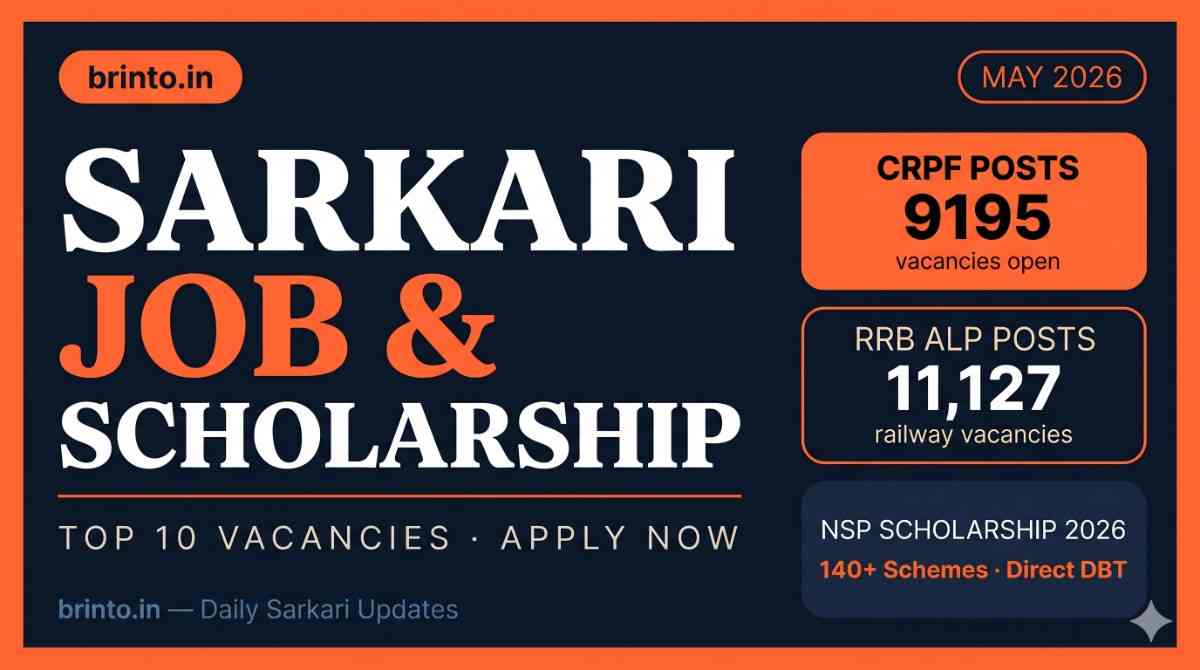 Sarkari Job & Scholarship Alert May 2026 — Apply Online Now | Brinto